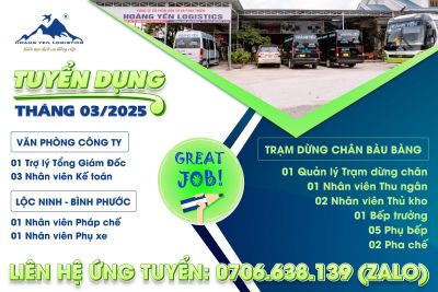 VIỆC LÀM TỐT TẠI HOÀNG YẾN LOGISTICS, ĐANG CHỜ BẠN!