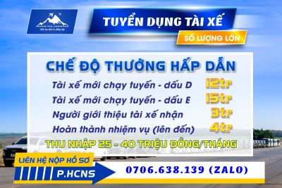 HOÀNG YẾN LOGISTICS TUYỂN DỤNG TÀI XẾ GẤP – LƯƠNG CAO, THƯỞNG HẤP DẪN