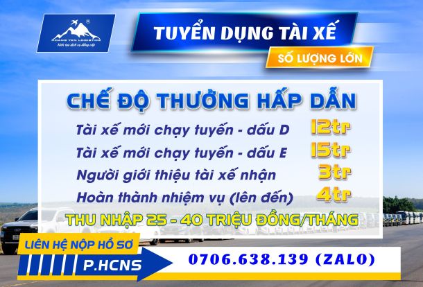 HOÀNG YẾN LOGISTICS TUYỂN DỤNG TÀI XẾ GẤP – LƯƠNG CAO, THƯỞNG HẤP DẪN