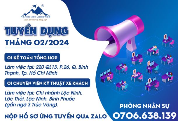 CÔNG TY CP ĐT PT HOÀNG YẾN CHIÊU MỘ NHÂN SỰ MỚI