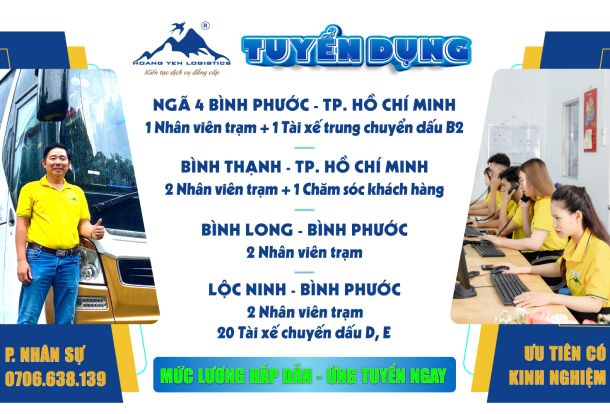 HOÀNG YẾN LIMOUSINE TUYỂN DỤNG THÁNG 09/2024